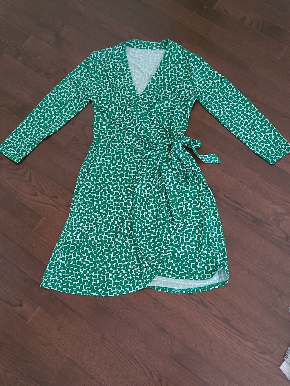 EUC Banana Repulic Green & Light Pink Faux Wrap Dress Sz XS-S